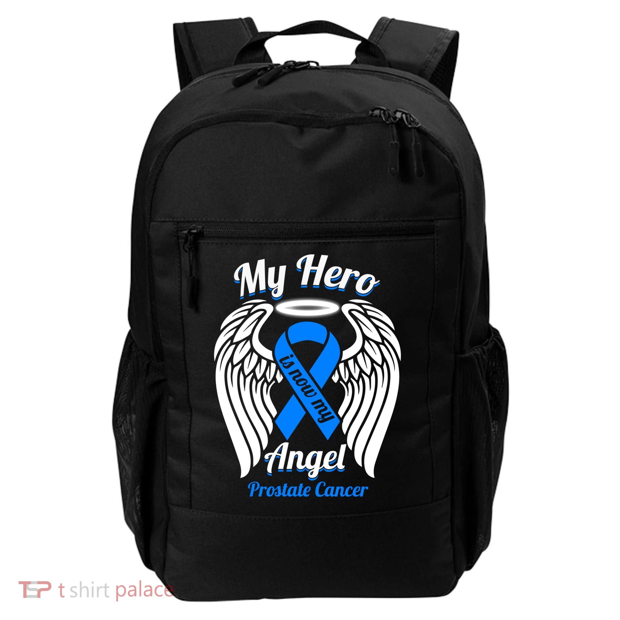 Prostate Cancer My Hero Is Now My Angel Wings Gift Backpack