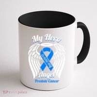 Prostate Cancer My Hero Is Now My Angel Wings Gift Coffee Mug thumb 1
