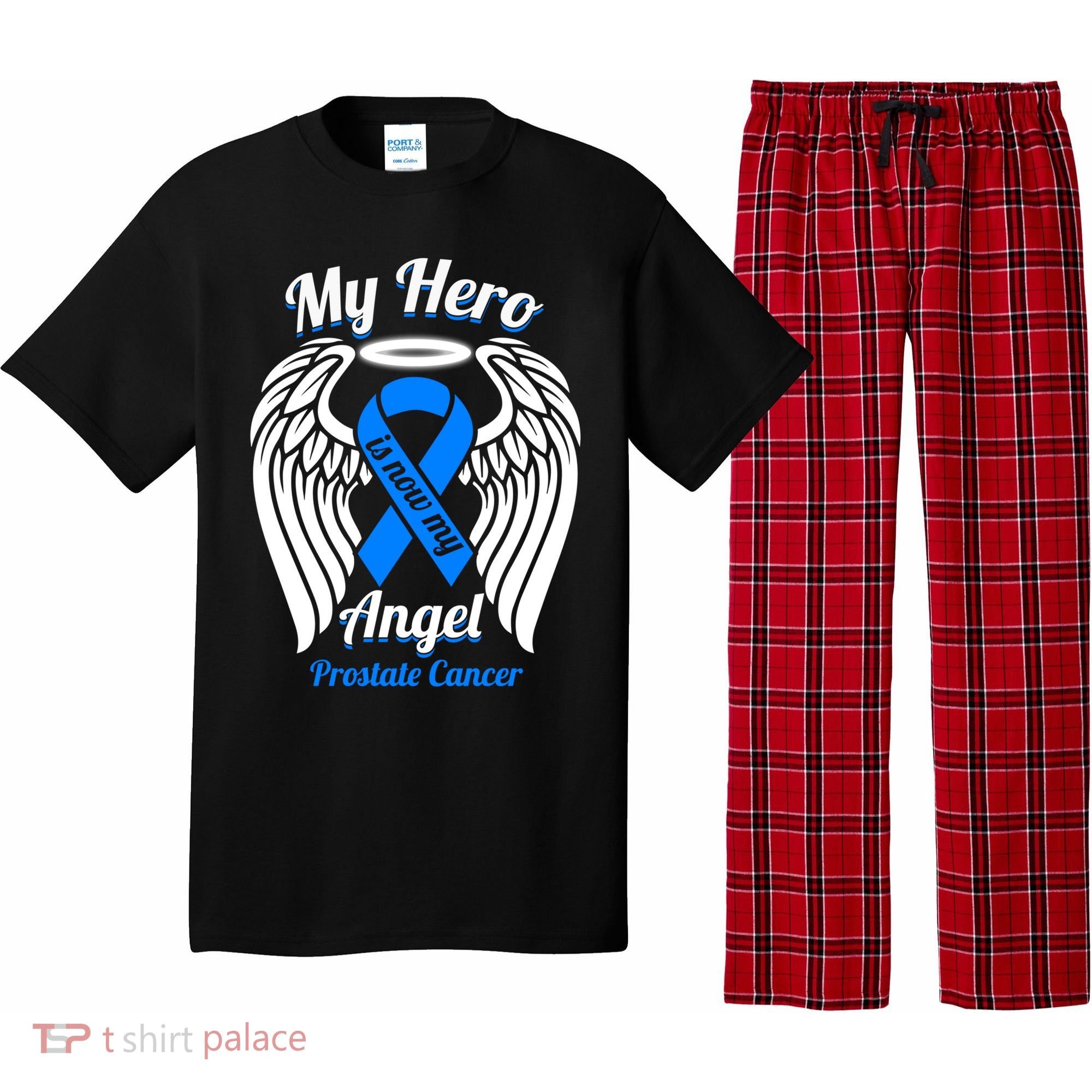 Prostate Cancer My Hero Is Now My Angel Wings Gift Pajama Set