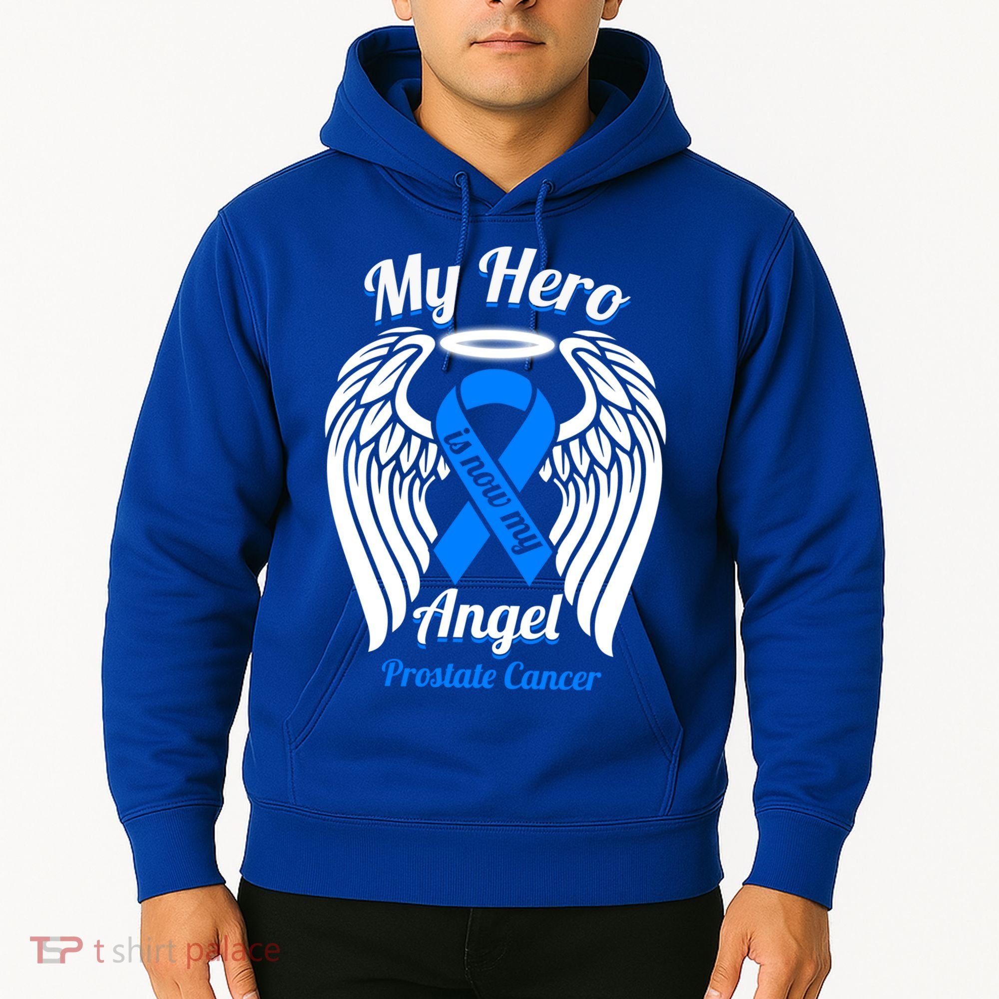 Prostate Cancer My Hero Is Now My Angel Wings Gift Hoodie