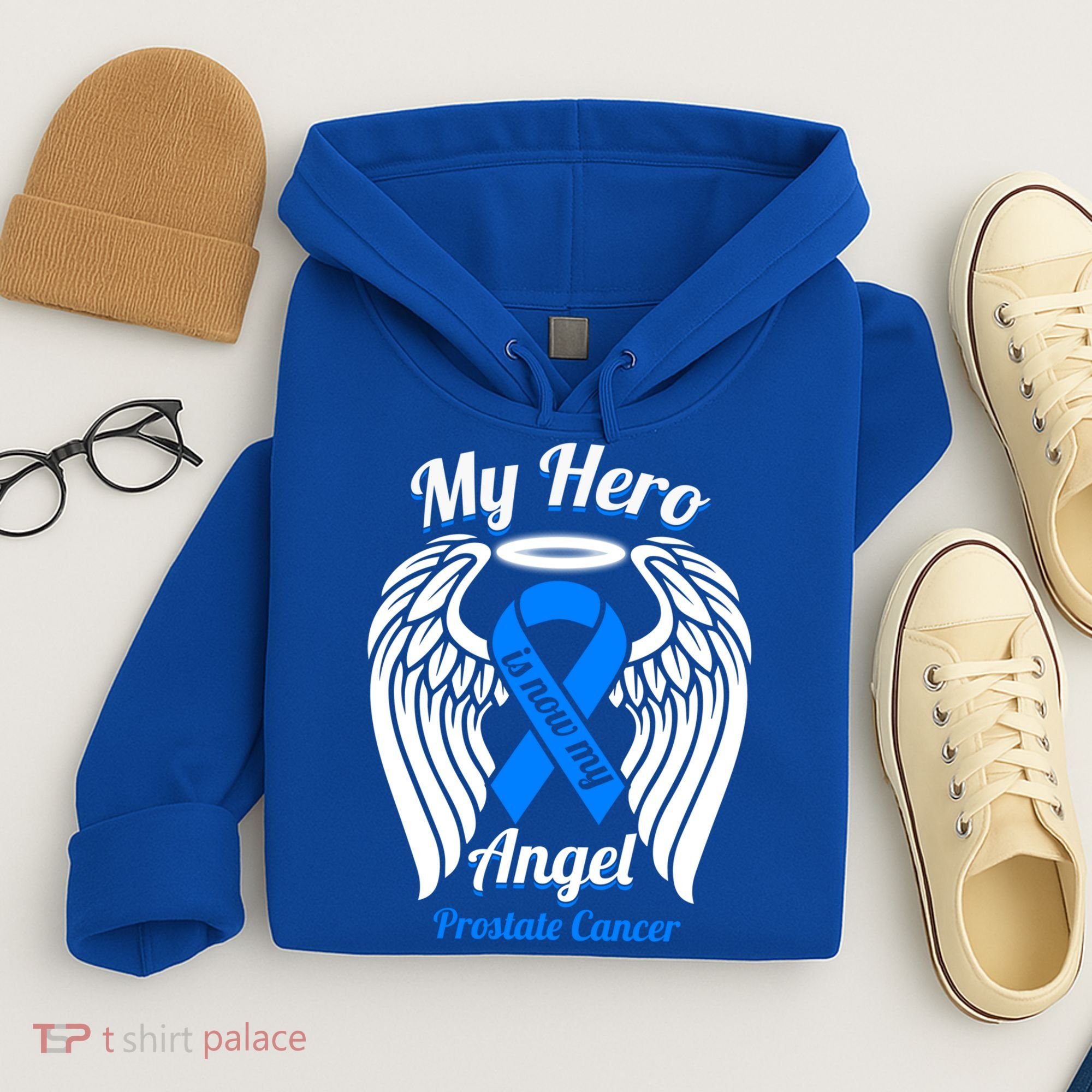 Prostate Cancer My Hero Is Now My Angel Wings Gift Hoodie