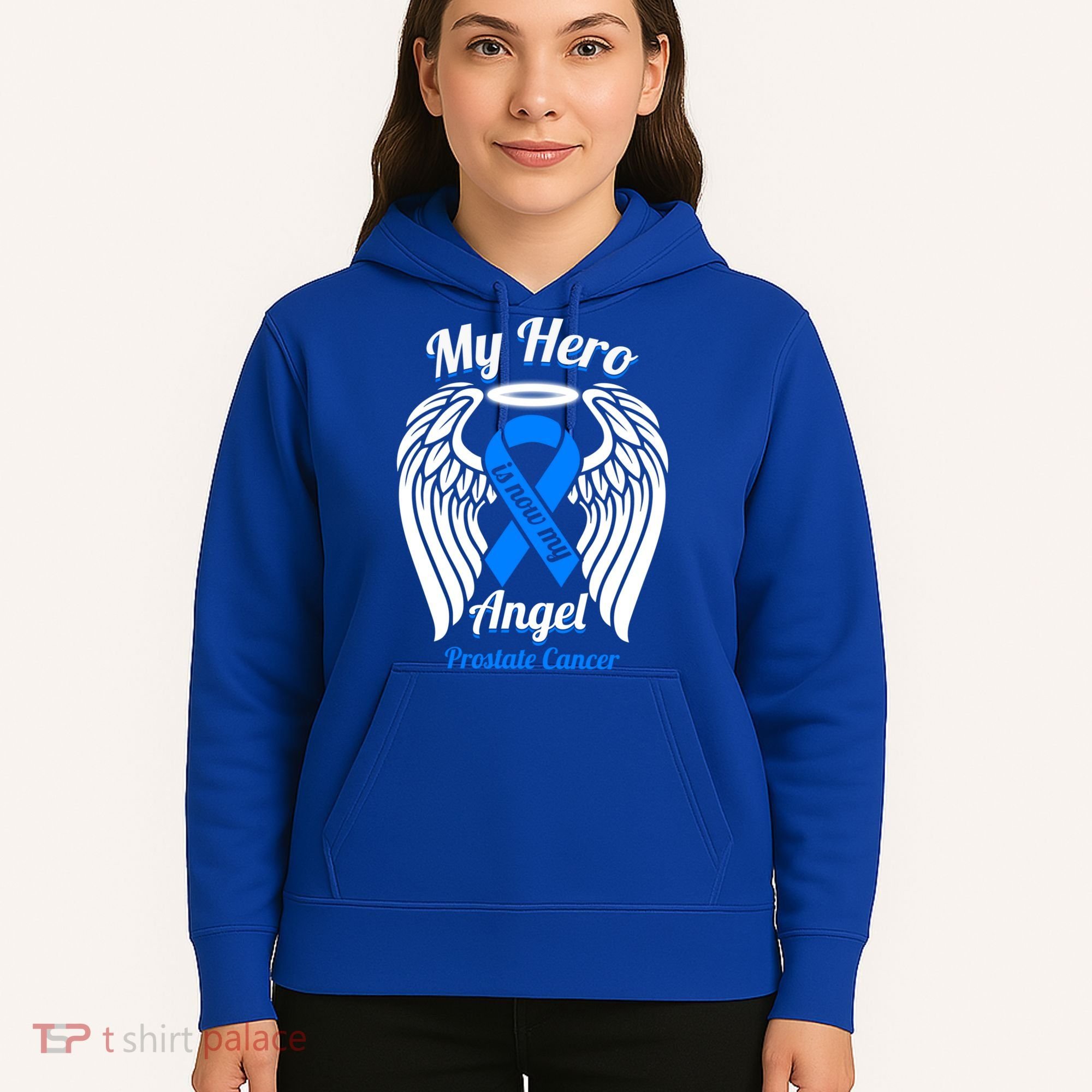 Prostate Cancer My Hero Is Now My Angel Wings Gift Hoodie
