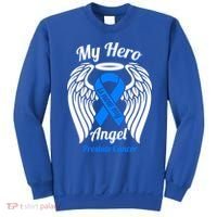 Prostate Cancer My Hero Is Now My Angel Wings Gift Sweatshirt thumb 0