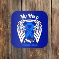 Prostate Cancer My Hero Is Now My Angel Wings Gift Coaster thumb 0
