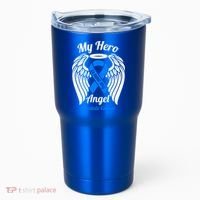 Prostate Cancer My Hero Is Now My Angel Wings Gift Tumbler thumb 0