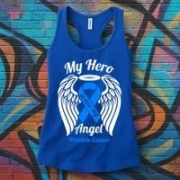 Prostate Cancer My Hero Is Now My Angel Wings Gift Women's Tank Top thumb 3