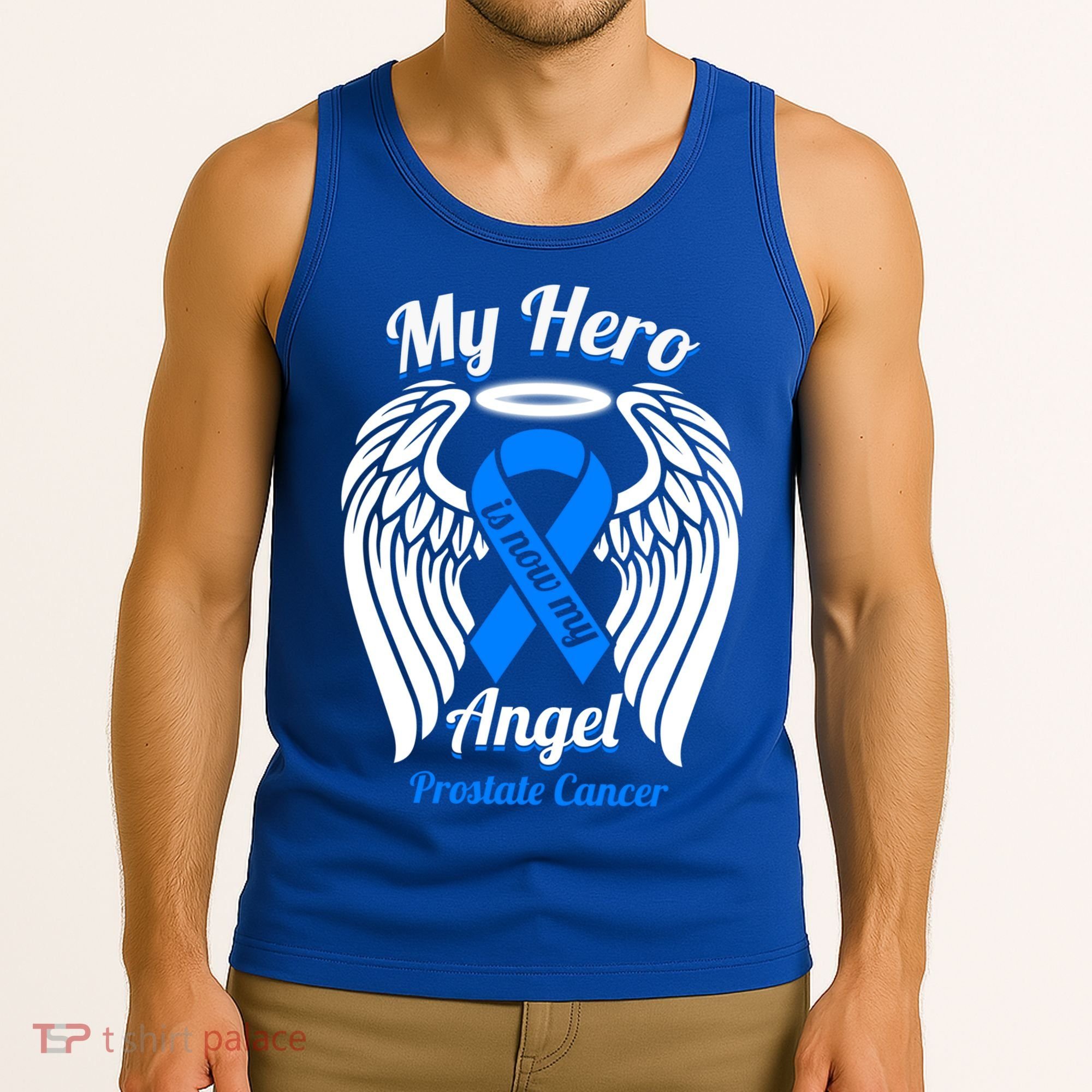 Prostate Cancer My Hero Is Now My Angel Wings Gift Tank Top