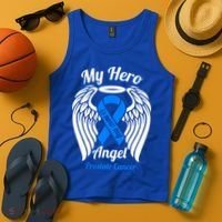 Prostate Cancer My Hero Is Now My Angel Wings Gift Tank Top thumb 4