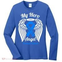 Prostate Cancer My Hero Is Now My Angel Wings Gift Women's Long Sleeve Shirt thumb 0