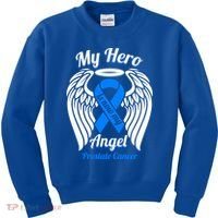 Prostate Cancer My Hero Is Now My Angel Wings Gift Kids Sweatshirt thumb 0