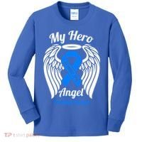 Prostate Cancer My Hero Is Now My Angel Wings Gift Kids Long Sleeve Shirt thumb 0