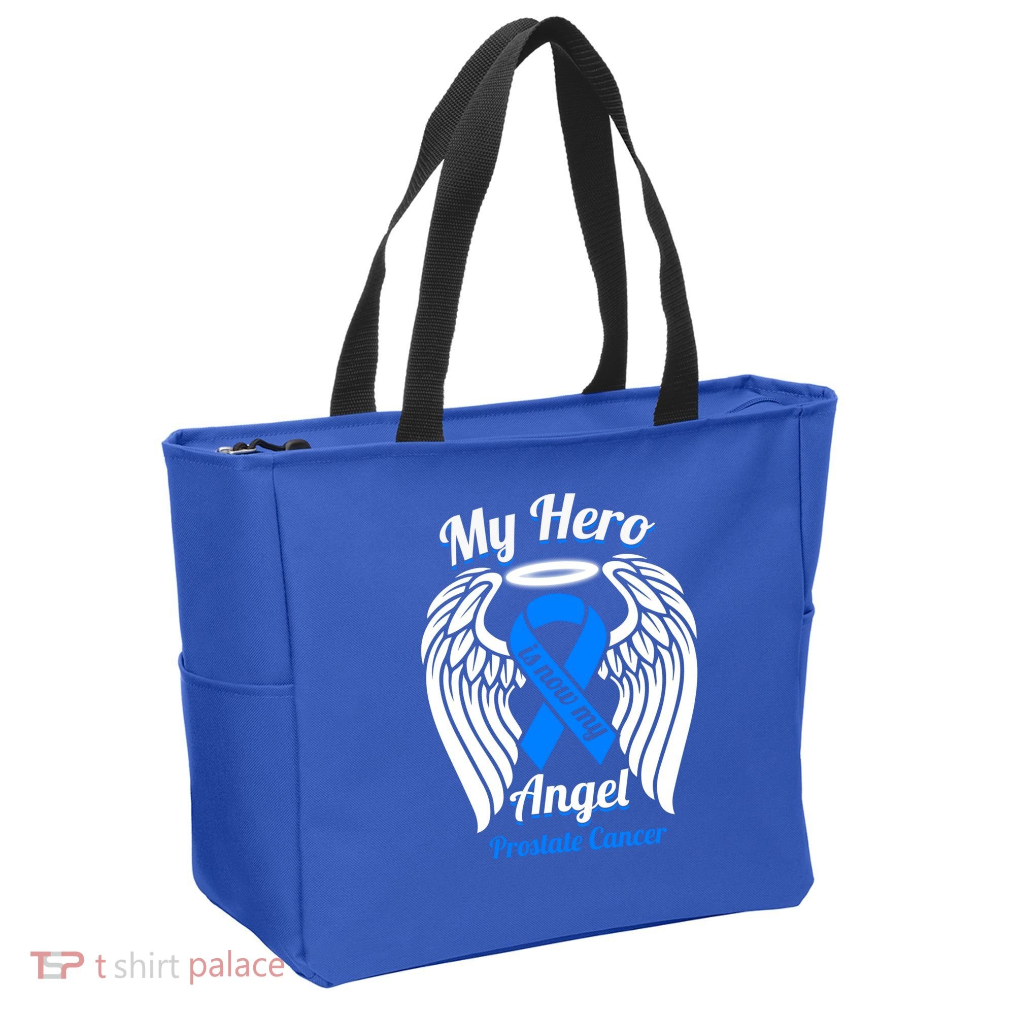 Prostate Cancer My Hero Is Now My Angel Wings Gift Tote Bag