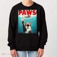 Paws Cat Mouse Parody Cat Shark Chasing Mouse Kitten Women's Sweatshirt thumb 0