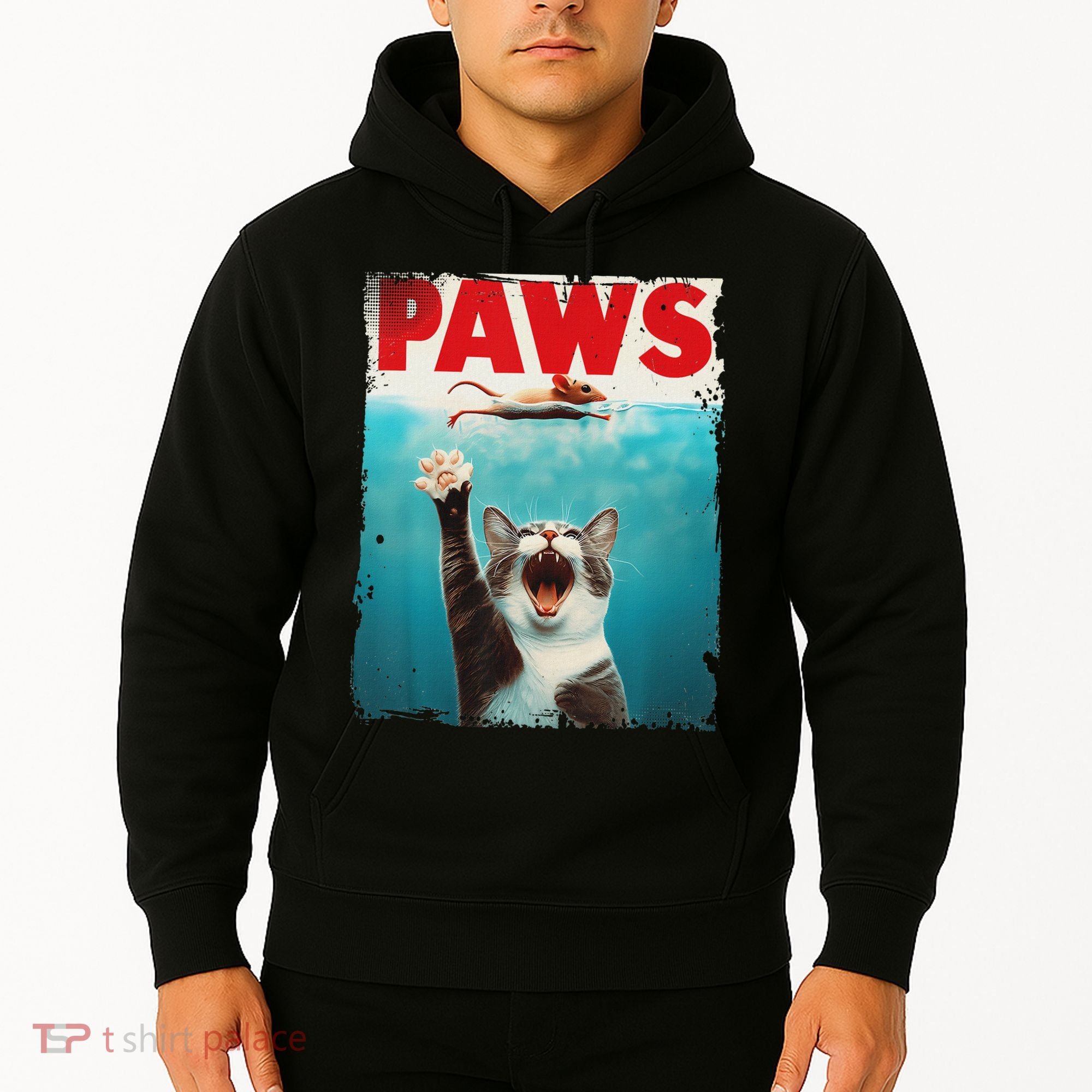 Paws Cat Mouse Parody Cat Shark Chasing Mouse Kitten Hoodie