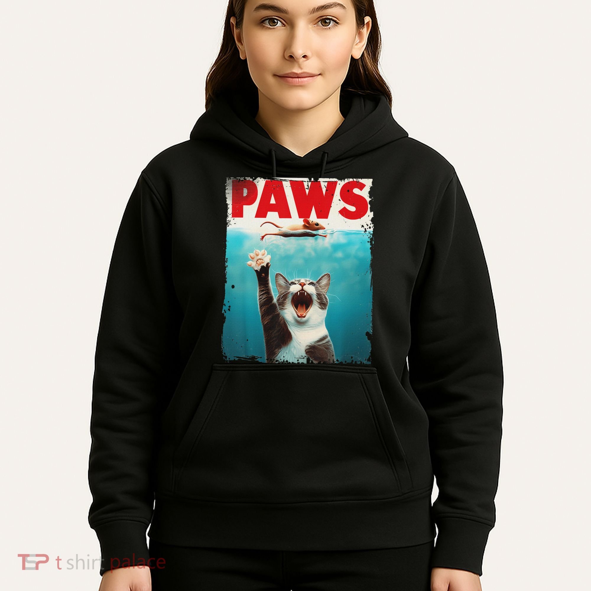 Paws Cat Mouse Parody Cat Shark Chasing Mouse Kitten Hoodie