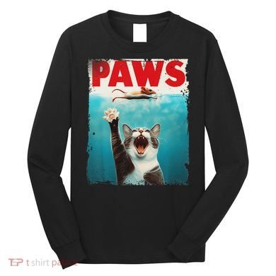 Paws Cat Mouse Parody Cat Shark Chasing Mouse Kitten Long Sleeve Shirt