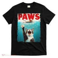 Paws Cat Mouse Parody Cat Shark Chasing Mouse Kitten T-Shirt thumb 0