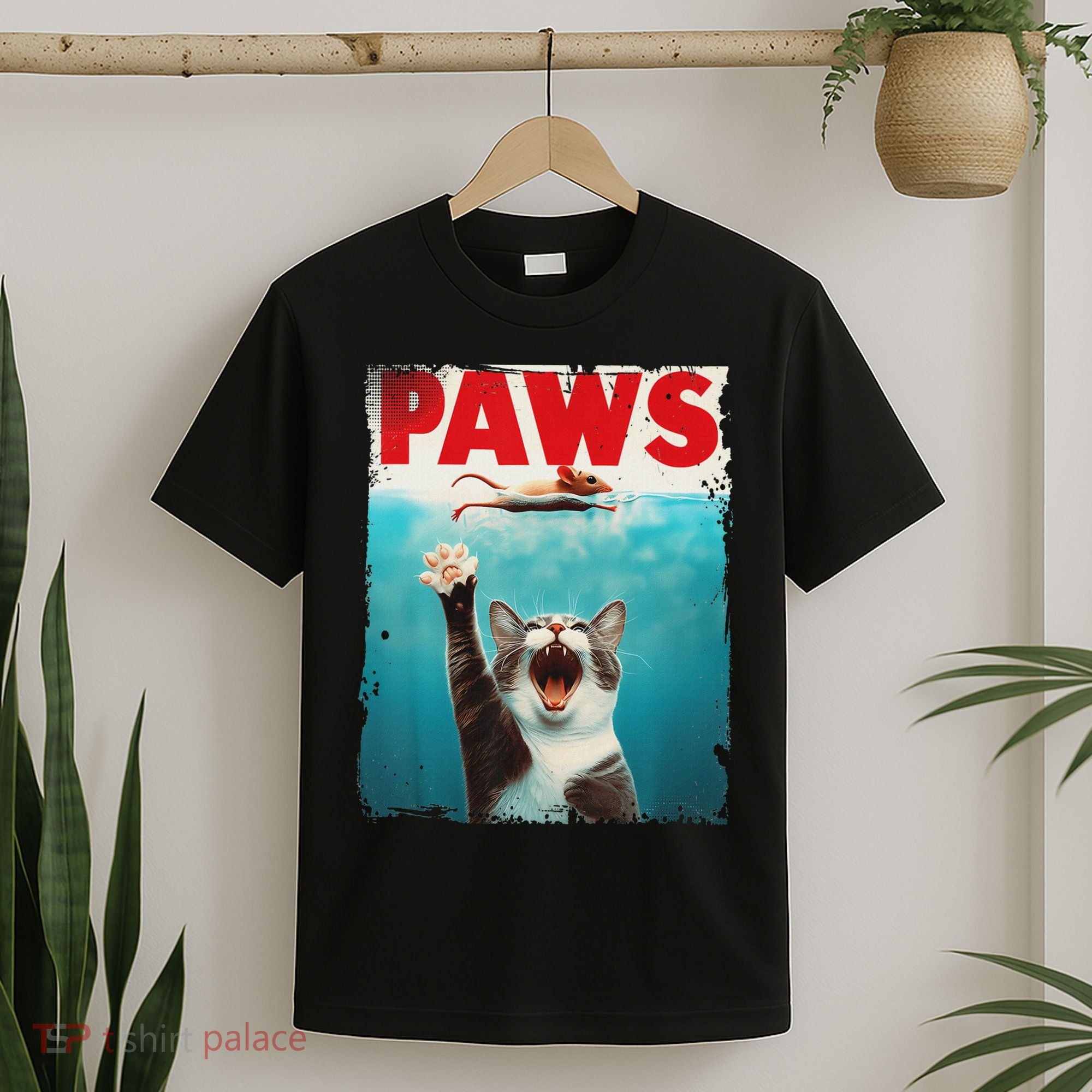 Paws Cat Mouse Parody Cat Shark Chasing Mouse Kitten T-Shirt