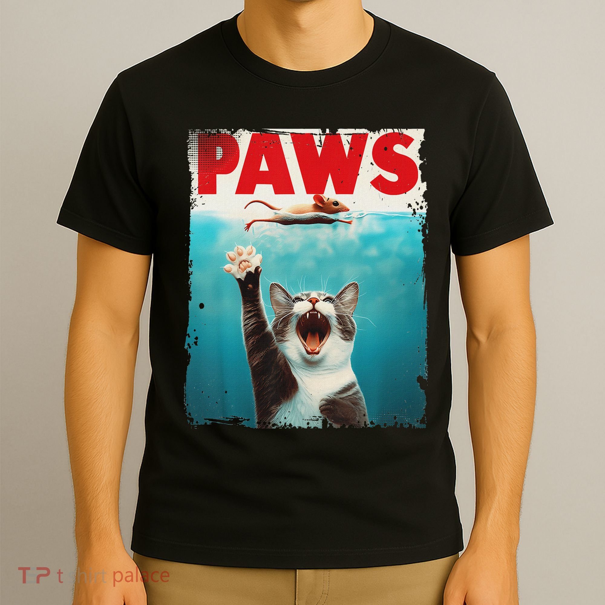 Paws Cat Mouse Parody Cat Shark Chasing Mouse Kitten T-Shirt