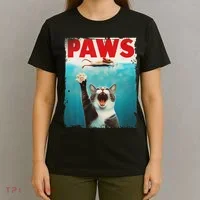 Paws Cat Mouse Parody Cat Shark Chasing Mouse Kitten T-Shirt thumb 4