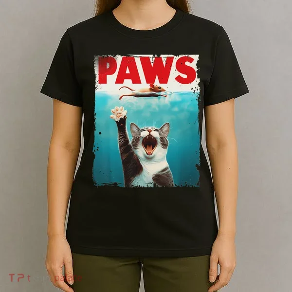 Paws Cat Mouse Parody Cat Shark Chasing Mouse Kitten T-Shirt