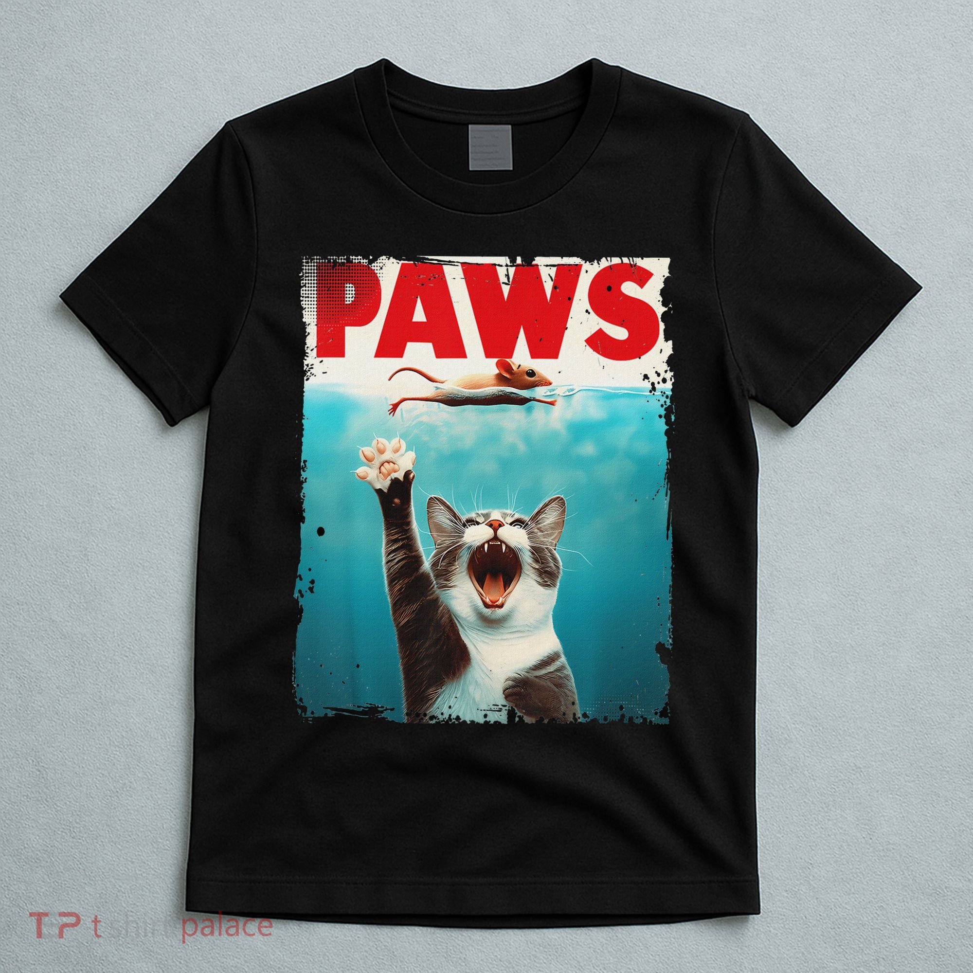 Paws Cat Mouse Parody Cat Shark Chasing Mouse Kitten T-Shirt
