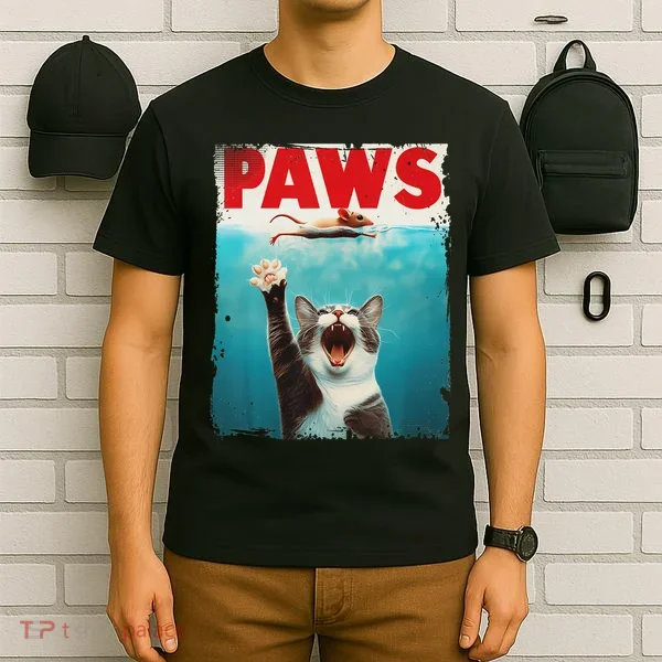 Paws Cat Mouse Parody Cat Shark Chasing Mouse Kitten T-Shirt