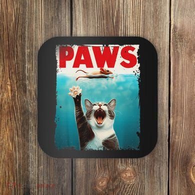 Paws Cat Mouse Parody Cat Shark Chasing Mouse Kitten Coaster