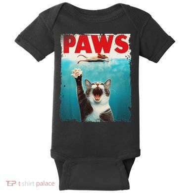 Paws Cat Mouse Parody Cat Shark Chasing Mouse Kitten Baby Bodysuit