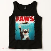 Paws Cat Mouse Parody Cat Shark Chasing Mouse Kitten Tank Top thumb 2