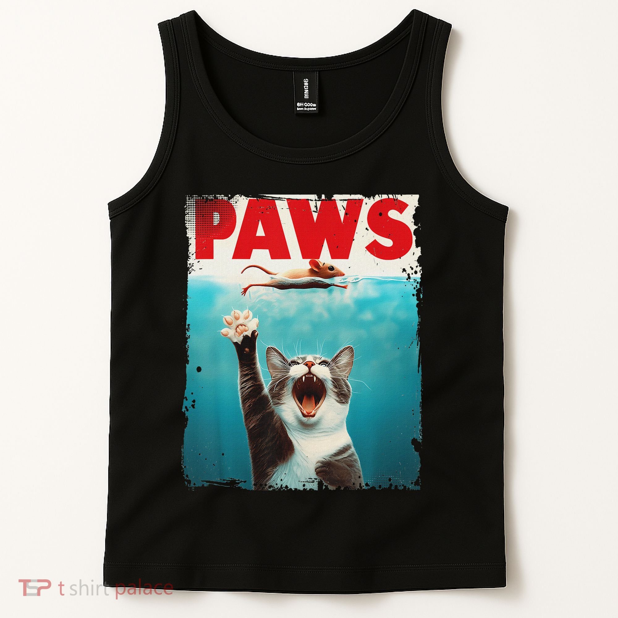 Paws Cat Mouse Parody Cat Shark Chasing Mouse Kitten Tank Top