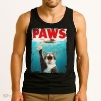 Paws Cat Mouse Parody Cat Shark Chasing Mouse Kitten Tank Top thumb 3