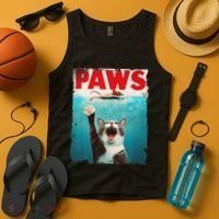 Paws Cat Mouse Parody Cat Shark Chasing Mouse Kitten Tank Top thumb 4