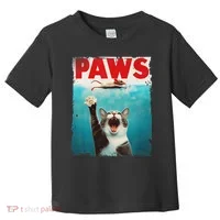 Paws Cat Mouse Parody Cat Shark Chasing Mouse Kitten Toddler T-Shirt thumb 0