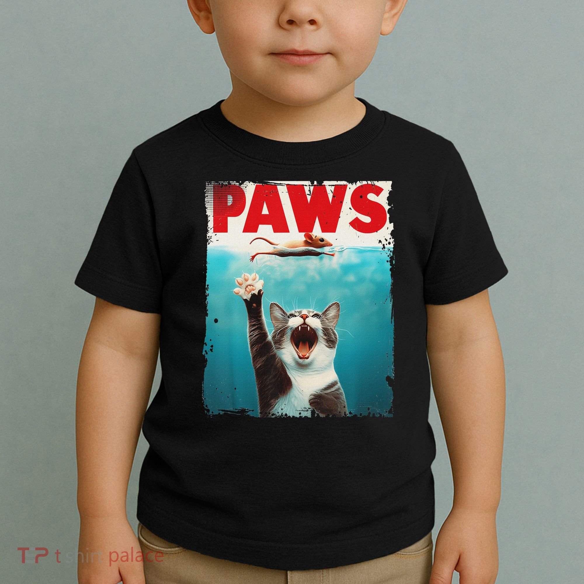 Paws Cat Mouse Parody Cat Shark Chasing Mouse Kitten Toddler T-Shirt