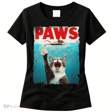 Paws Cat Mouse Parody Cat Shark Chasing Mouse Kitten Women's T-Shirt