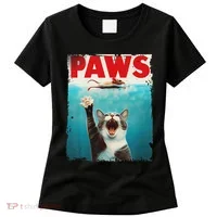 Paws Cat Mouse Parody Cat Shark Chasing Mouse Kitten Women's T-Shirt thumb 0