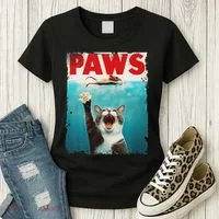 Paws Cat Mouse Parody Cat Shark Chasing Mouse Kitten Women's T-Shirt thumb 3