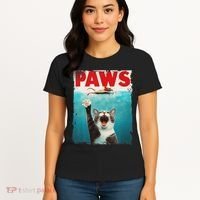 Paws Cat Mouse Parody Cat Shark Chasing Mouse Kitten Women's T-Shirt thumb 4