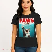 Paws Cat Mouse Parody Cat Shark Chasing Mouse Kitten Women's T-Shirt thumb 4