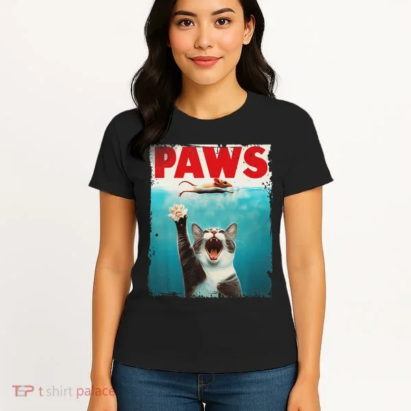 Paws Cat Mouse Parody Cat Shark Chasing Mouse Kitten Women's T-Shirt