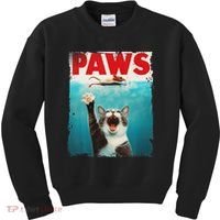 Paws Cat Mouse Parody Cat Shark Chasing Mouse Kitten Kids Sweatshirt thumb 0