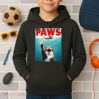 Paws Cat Mouse Parody Cat Shark Chasing Mouse Kitten Kids Hoodie thumb 2