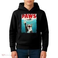 Paws Cat Mouse Parody Cat Shark Chasing Mouse Kitten Kids Hoodie thumb 4