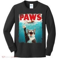 Paws Cat Mouse Parody Cat Shark Chasing Mouse Kitten Kids Long Sleeve Shirt thumb 0