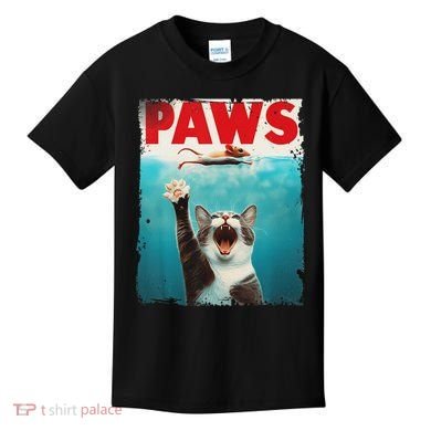 Paws Cat Mouse Parody Cat Shark Chasing Mouse Kitten Kids T-Shirt