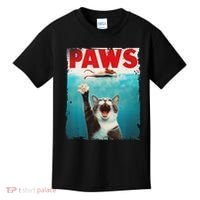 Paws Cat Mouse Parody Cat Shark Chasing Mouse Kitten Kids T-Shirt thumb 0