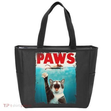Paws Cat Mouse Parody Cat Shark Chasing Mouse Kitten Tote Bag
