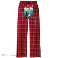 Paws Cat Mouse Parody Cat Shark Chasing Mouse Kitten Women's Flannel Plaid Pajama Pants thumb 0