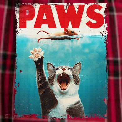 Paws Cat Mouse Parody Cat Shark Chasing Mouse Kitten Women's Flannel Plaid Pajama Pants